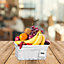 Arpan Small White Wicker Gift Hamper Storage Basket with White Cloth Lining