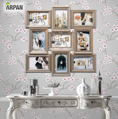 Arpan Vintage Gold Multi Aperture Picture Photo Frame, Holds 9 x 6x4" Photos, Best Gifting Frame, Family Frame