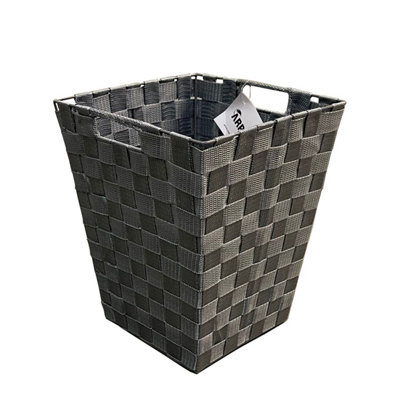 ARPAN Waste Paper Bin Grey Nylon Plastic Strong Square Storage Basket Ideal for Home, Office, Hotels - Versatile wastebasket for g