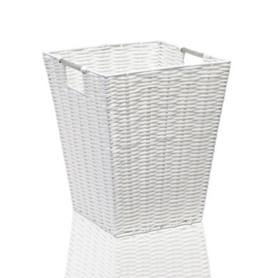 Arpan Waste Paper Bin White Resin Plastic Strong Square Basket Storage Ideal For Home, Office, Hotels (White Square)