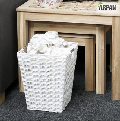 Arpan Waste Paper Bin White Resin Plastic Strong Square Basket Storage Ideal For Home, Office, Hotels (White Square)