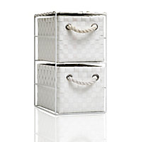 Arpan White 2 Drawer Storage Cabinet Unit Ideal For Home/Office/bedrooms (2 Drawer unit -18x25x33cm)
