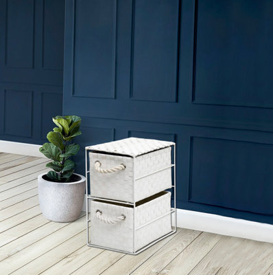 Arpan White 2 Drawer Storage Cabinet Unit Ideal For Home Office bedrooms 2 Drawer unit 18x25x33cm