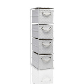 Arpan White 4 Drawer Storage Cabinet Unit Ideal for Home/Office/Bedrooms (4-Drawer Unit -18x25xH65cm)