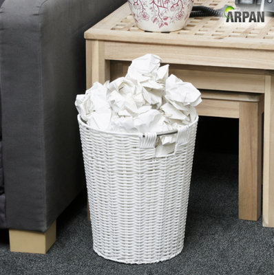 Arpan White Resin Plastic Strong Round Waste Paper Bin/Basket/Storage -Ideal For Home, Office, Hotels