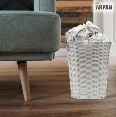 Arpan White Resin Plastic Strong Round Waste Paper Bin/Basket/Storage -Ideal For Home, Office, Hotels