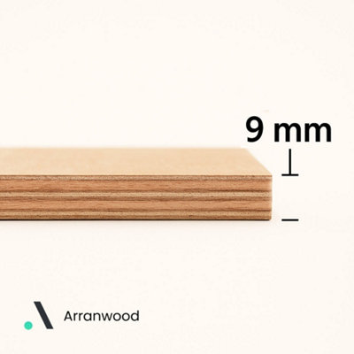 Arranwood Marine Plywood BS1088 - 9mm - 1220mm x 305mm (4ft x 1ft) - Pack of 2