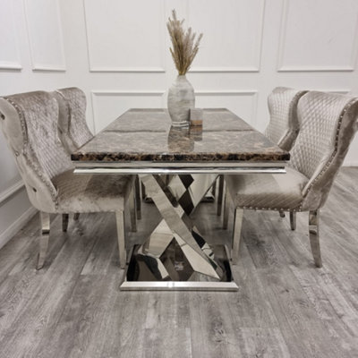 ARRIANA 1.8M BLACK & GOLD MARBLE DINING TABLE - MODERN LUXURY - 180(W ...