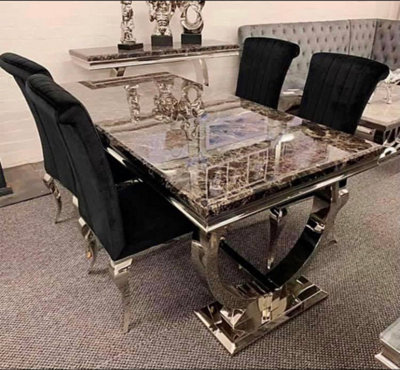 Arriana 1.8m Black Marble Dining Table - Modern Luxury Rectangular Table