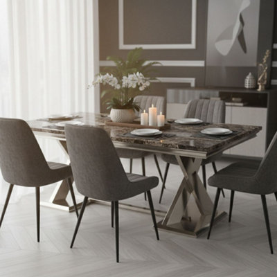 Arriana 1.8m Black Marble Dining Table - Modern Luxury Rectangular Table
