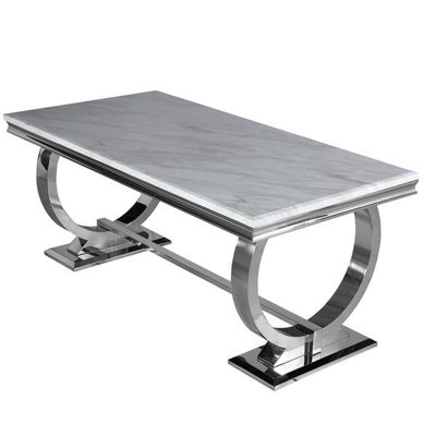 Arriana Marble Top Dining Table With Circular Metal Stand 1.5Mt - Pandora Marble
