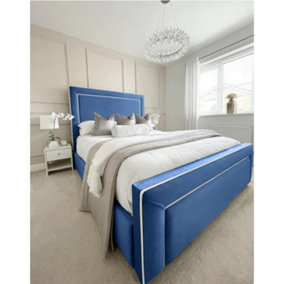 Arring Plush Velvet Blue Bed Frame