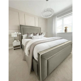 Arring Plush Velvet Grey Bed Frame