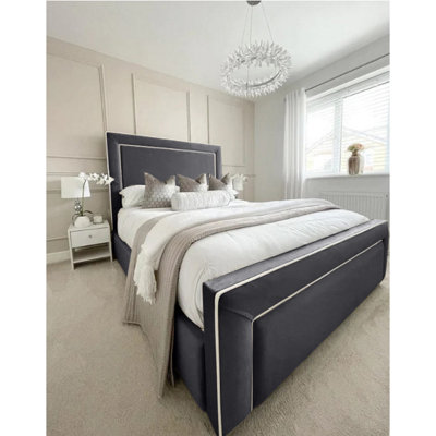 Arring Plush Velvet Steel Bed Frame