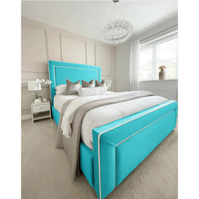 Arring Plush Velvet Teal Bed Frame