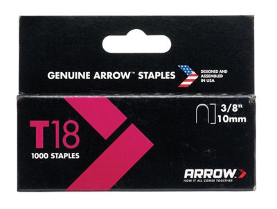 Arrow A186 T18 Staples 10mm (3/8in) (Box 1000) ARRT1838S