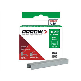 Arrow A215 JT21 T27 Staples 8mm ( 5/16in) (Box 5000) ARRJT21516