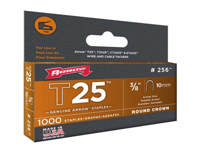 Arrow A256 T25 Staples 10mm (3/8in) (Box 1000) ARRT2538