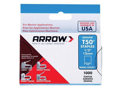 Arrow A505M1 T50M 505m Monel Staples 8mm ( 5/16in) (Box 1000) ARRT50516MS