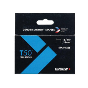 Arrow A505SS1 T50 Staples Stainless Steel 505SS 8mm (5/16in) (Box 1000) ARRT50516SS