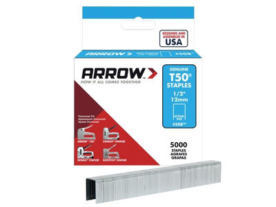 Arrow A508IP T50 Staples 12mm (1/2in) (Bulk Pack 5000) ARRT5012IP