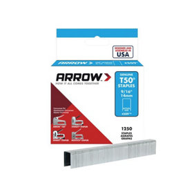 Arrow A50924 T50 Staples 14mm (9/16in) (Box 1250) ARRT50916S