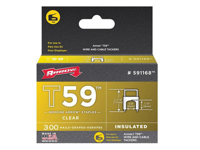 Arrow A591168 T59 Insulated Staples Clear 6 x 6mm (Box 300) ARR591168