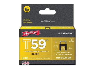 Arrow A591168BL T59 Insulated Staples Black 6 x 6mm (Box 300) ARR591168BL