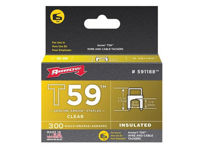 Arrow A591188 T59 Insulated Staples Clear 6 x 8mm (Box 300) ARR591188
