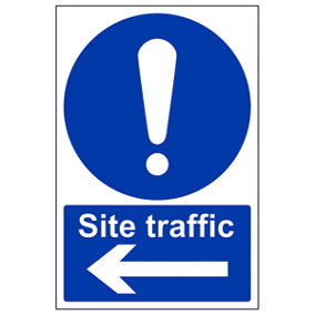 Arrow LEFT Site Traffic Safety Sign - Adhesive Vinyl - 200x300mm (x3)