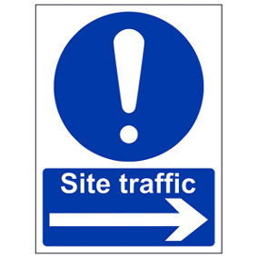 Arrow RIGHT Site Traffic Safety Sign - Adhesive Vinyl - 150x200mm (x3)