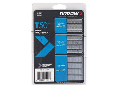 Arrow T50 Staples Multi Pack 6Mm  10Mm & 12Mm Box 1875 (3 X 625)