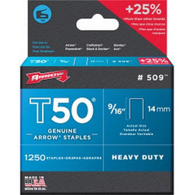 Arrow T50 Staples (Pack Of 1250) Silver (14mm)