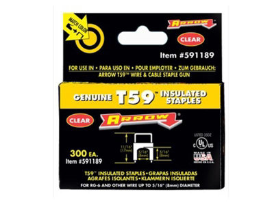 Arrow T59 Insulated Staples Clear 8 X 8Mm Box 300