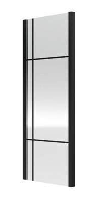 Art 8mm Toughened Safety Glass Reversible Designer Side Shower Panel 900mm - Matt Black - Balterley