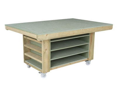 Art/craft table, project workbench with storage V.1. (L-180 x D-122 x H-90cm)