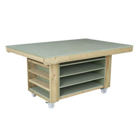 Art/craft table, project workbench with storage V.1. (L-180 x D-122 x H-90cm)