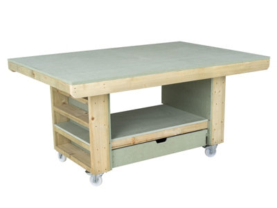 Art/craft table, project workbench with storage V.2. (L-180 x D-122 x H-90cm)