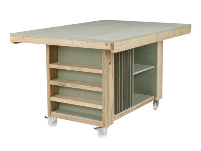 Art/craft table, project workbench with storage V.3. (L-180 x D-122 x H-90cm)