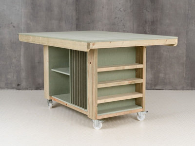 Art/craft table, project workbench with storage V.3. (L-180 x D-122 x H-90cm)