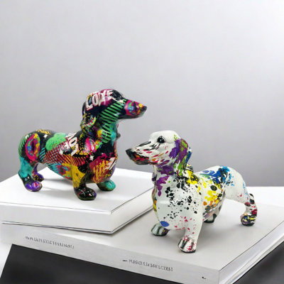 Art Dachshund Dog Statue Figurine Sculpture Resin Collectible