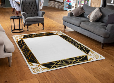 Art Deco Border Designer Special Soft Home Rug