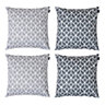 Art Deco Geometric Print Grey Outdoor Cushion (Set of 4)