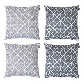 Art Deco Geometric Print Grey Outdoor Cushion (Set of 4)