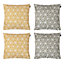 Art Deco Geometric Print Yellow and Olive Outdoor Cushion (Set of 4)