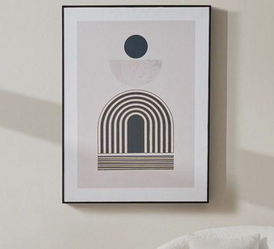 Art Deco Print with Linear Gold Detail and Black Frame