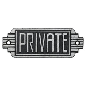 Art Deco Private Sign Cast Iron Sign Plaque Door Wall Cafe Shop Pub Hotel Bar