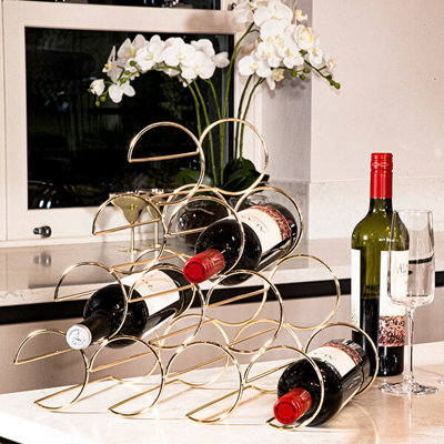 Art Deco Style Gold Wire Rounded Wine Rack