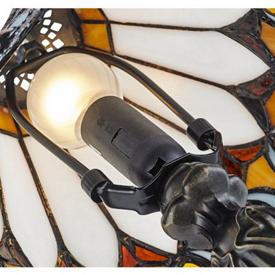 Art Deco Tiffany Glass Table Lamp with Amber Shade
