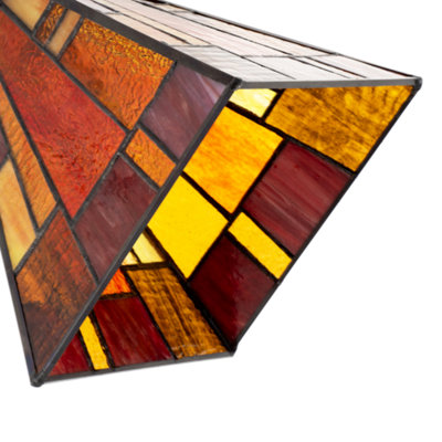 Art Deco Tiffany Pendant Lighting Shade with Orange and Amber Panels